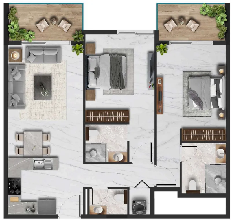 2 bedroom layout