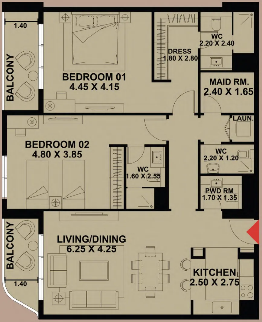 2 bedroom layout