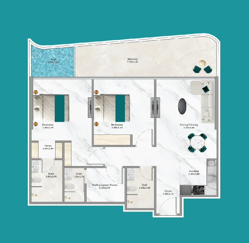 2 bedroom layout