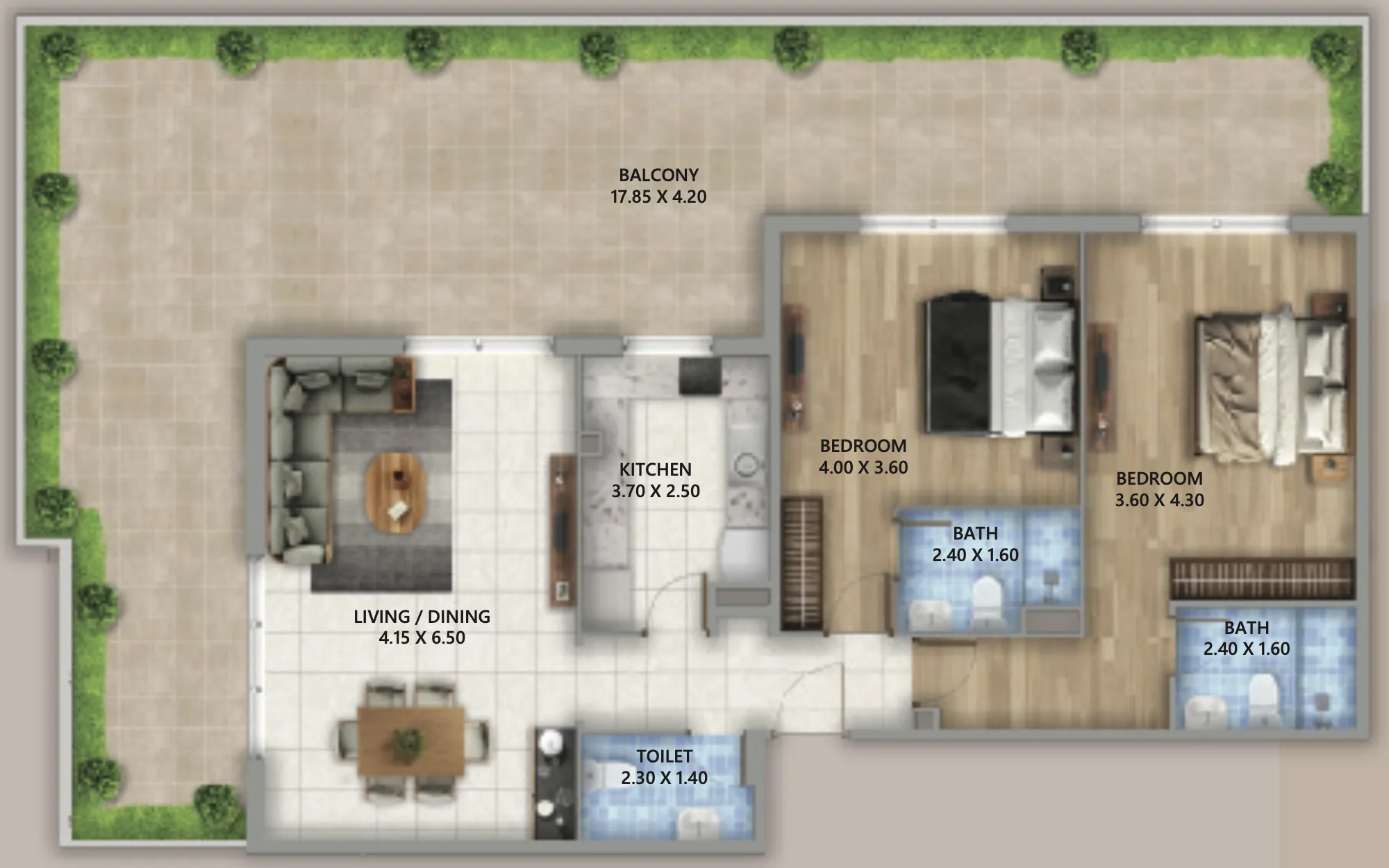 2 bedroom layout