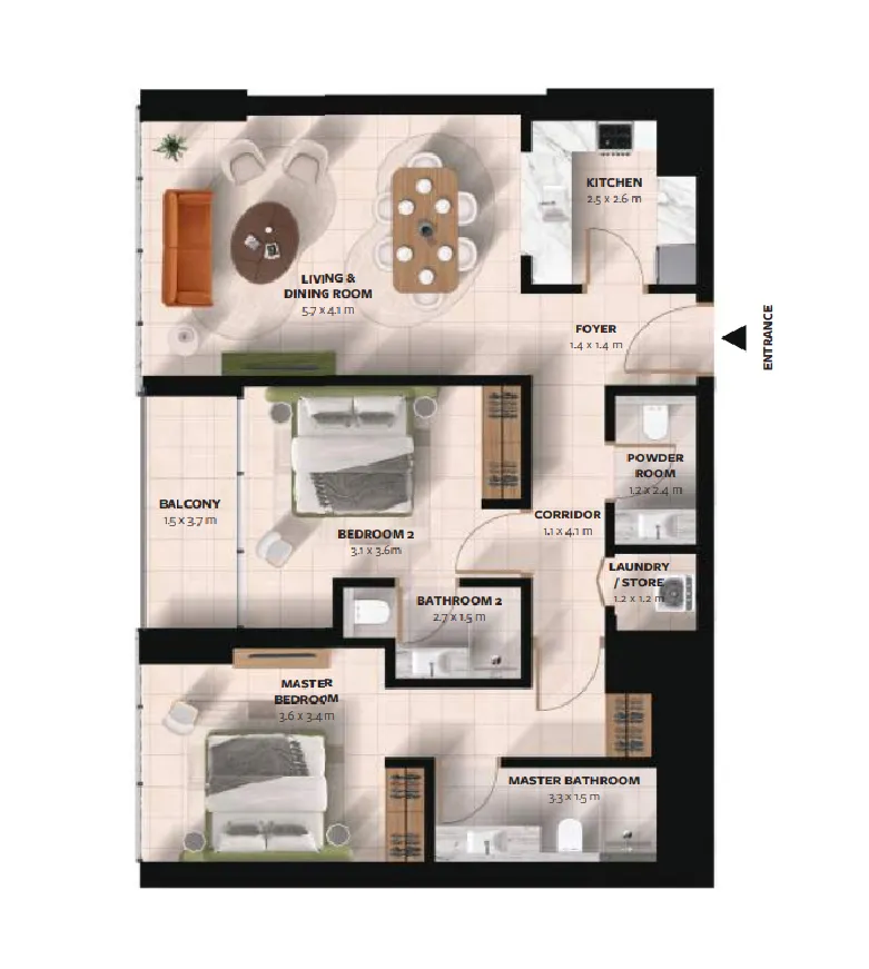 2 bedroom layout