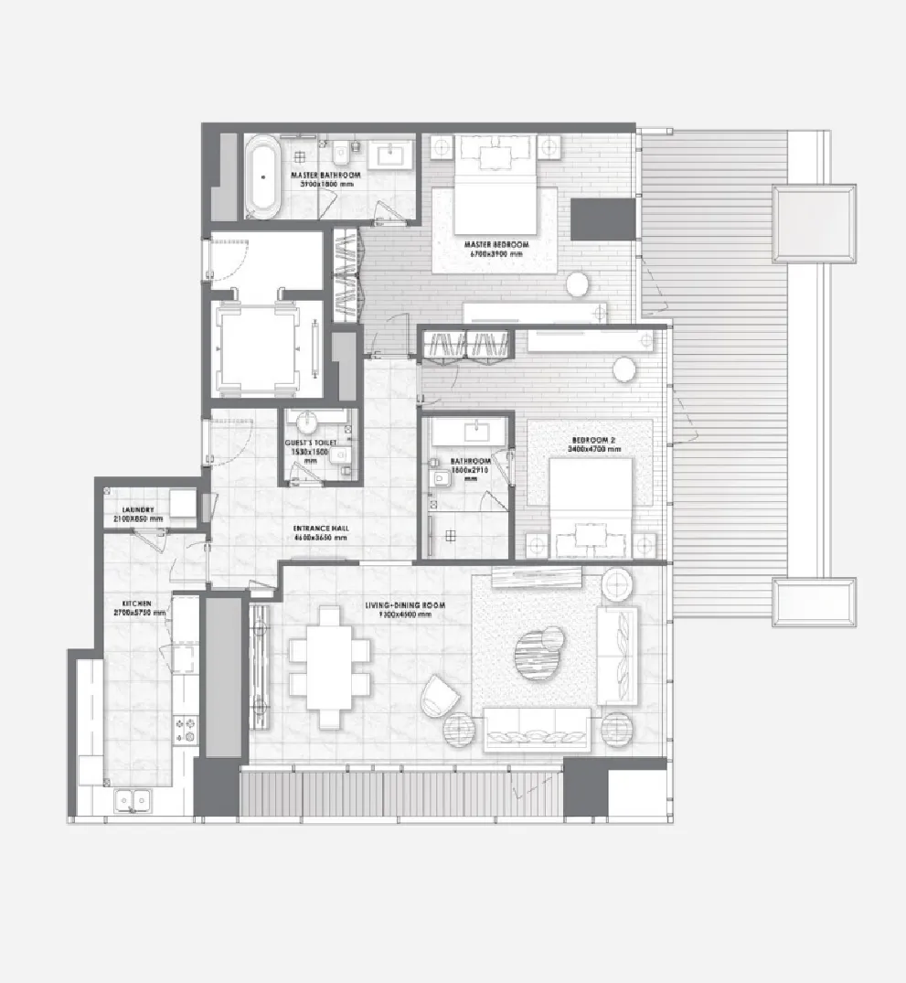 2 bedroom layout
