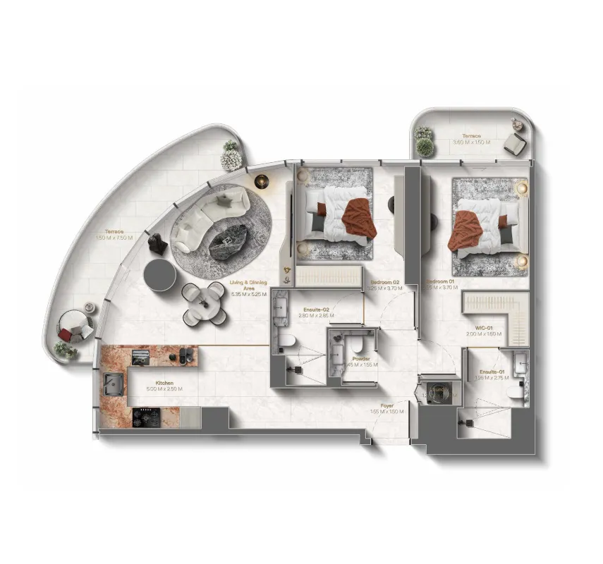 2 bedroom layout