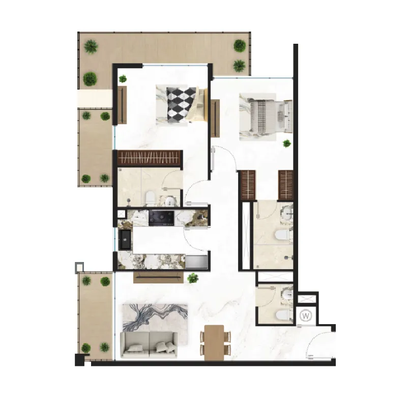 2 bedroom layout