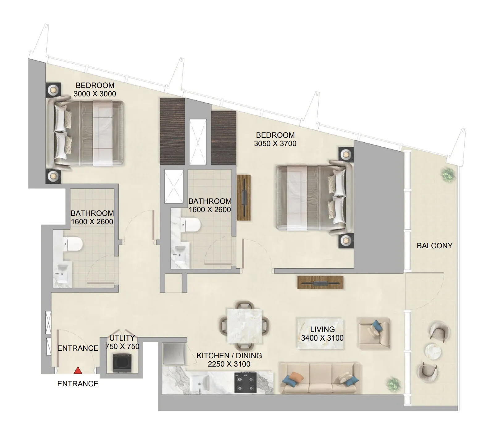 2 bedroom layout