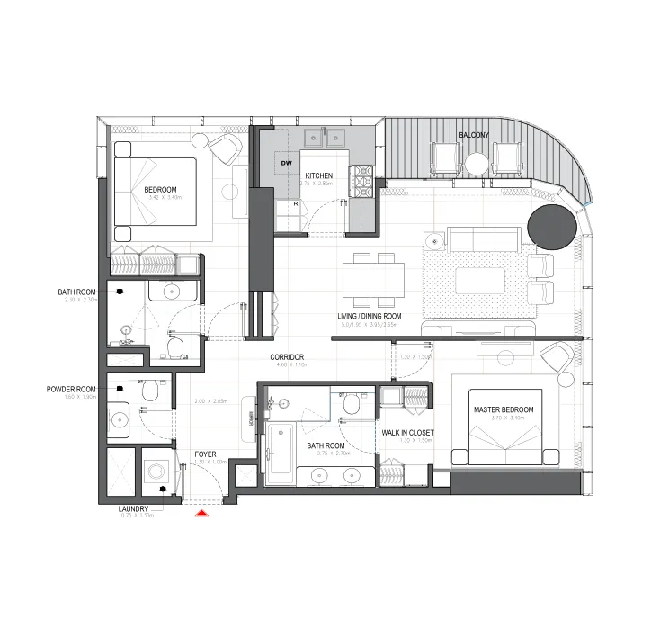 2 bedroom layout