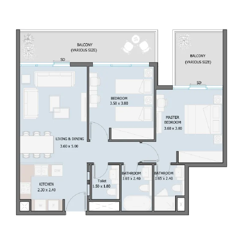 2 bedroom layout