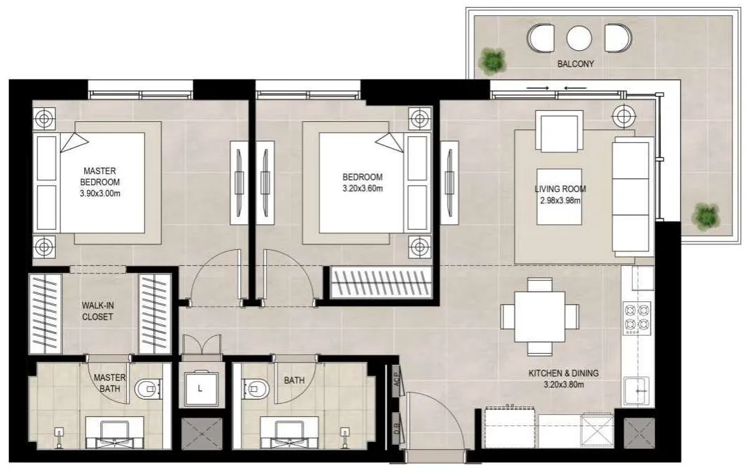 2 bedroom layout