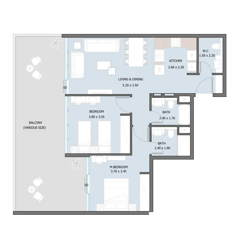2 bedroom layout