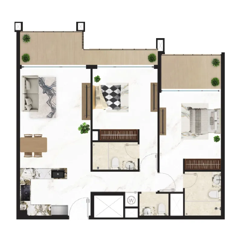 2 bedroom layout