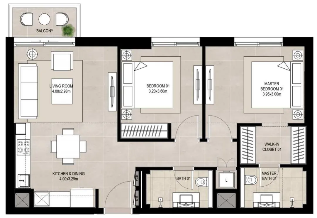 2 bedroom layout