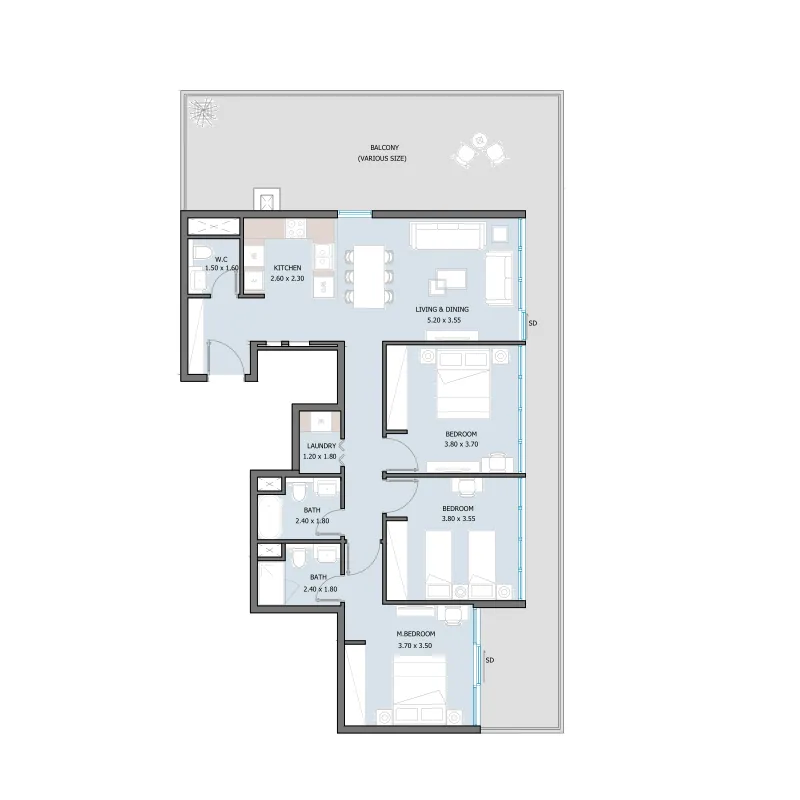 3 bedroom layout