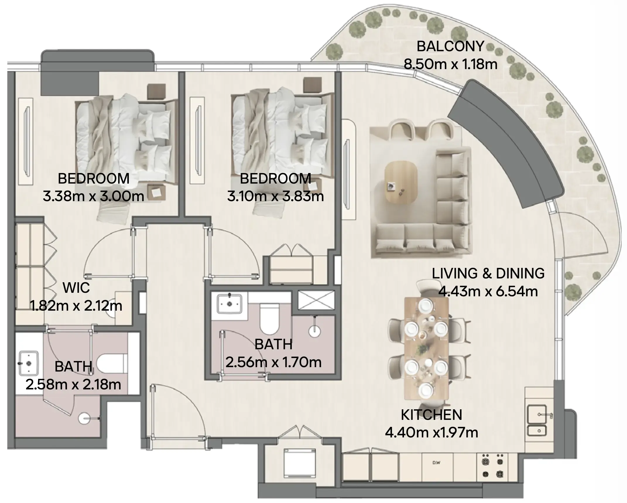 2 bedroom layout