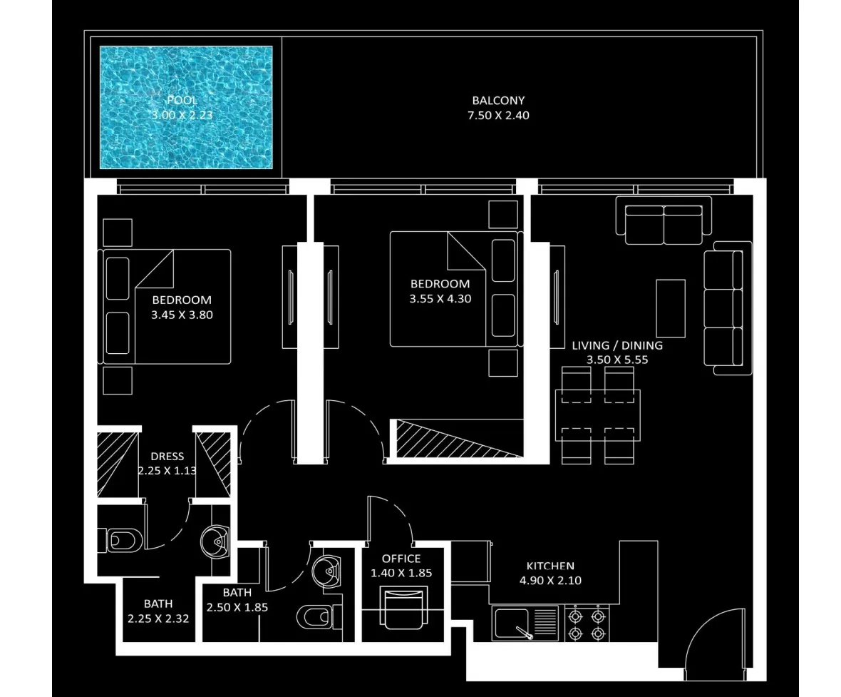 2 bedroom layout