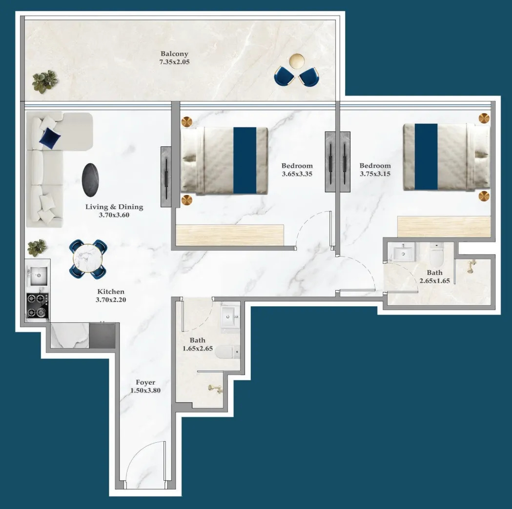 2 bedroom layout