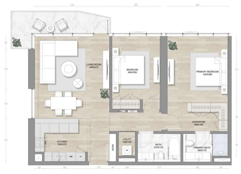 2 bedroom layout