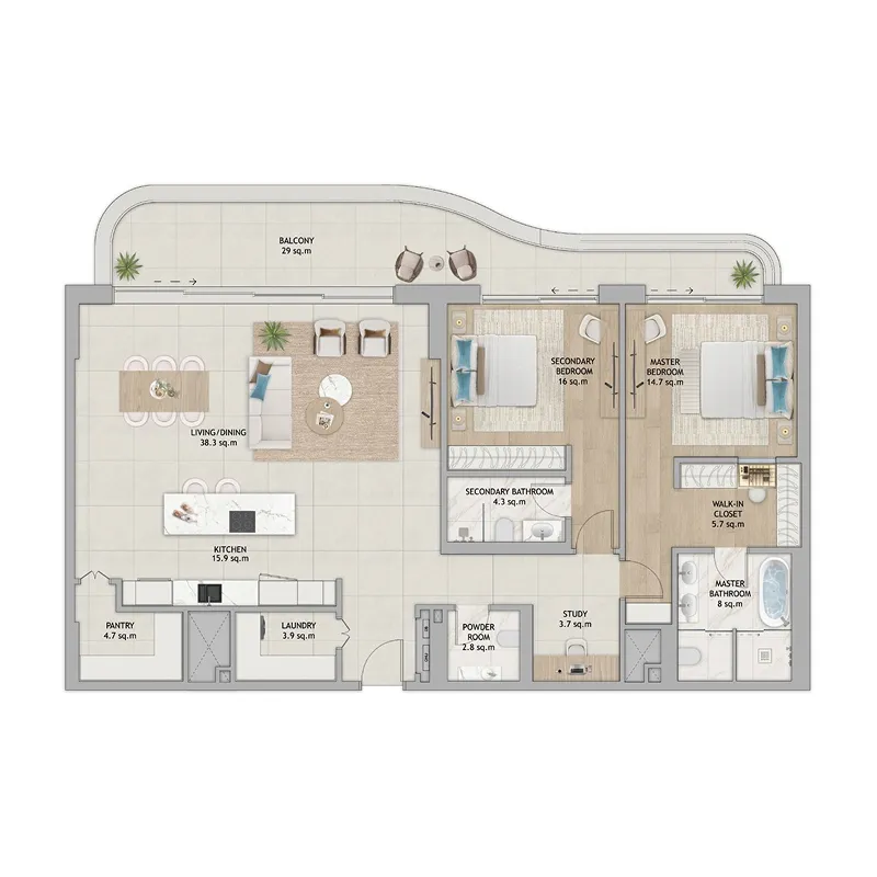 2 bedroom layout