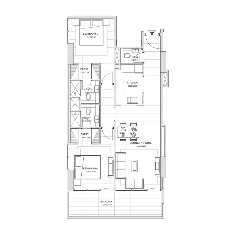 2 bedroom layout