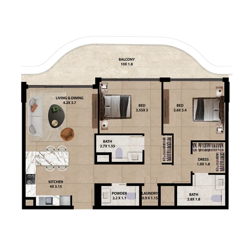 2 bedroom layout