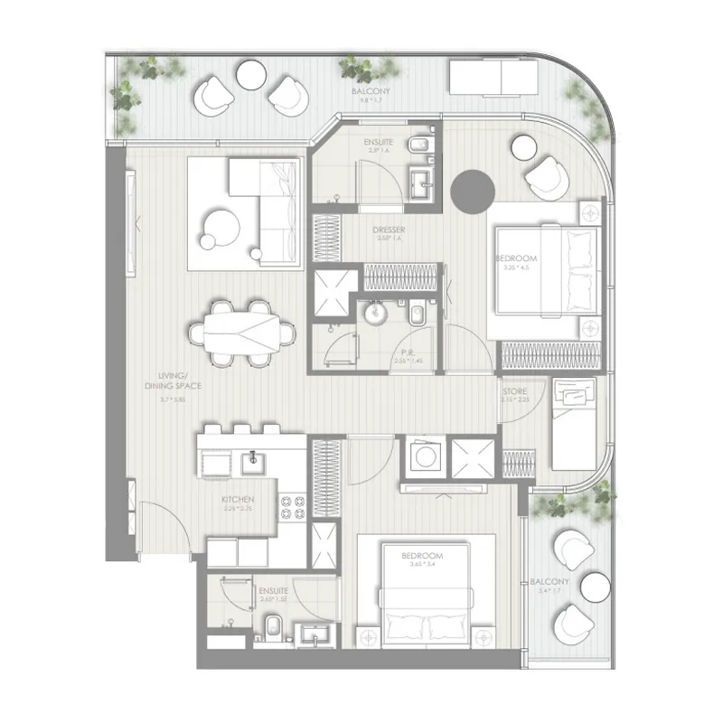 2 bedroom layout