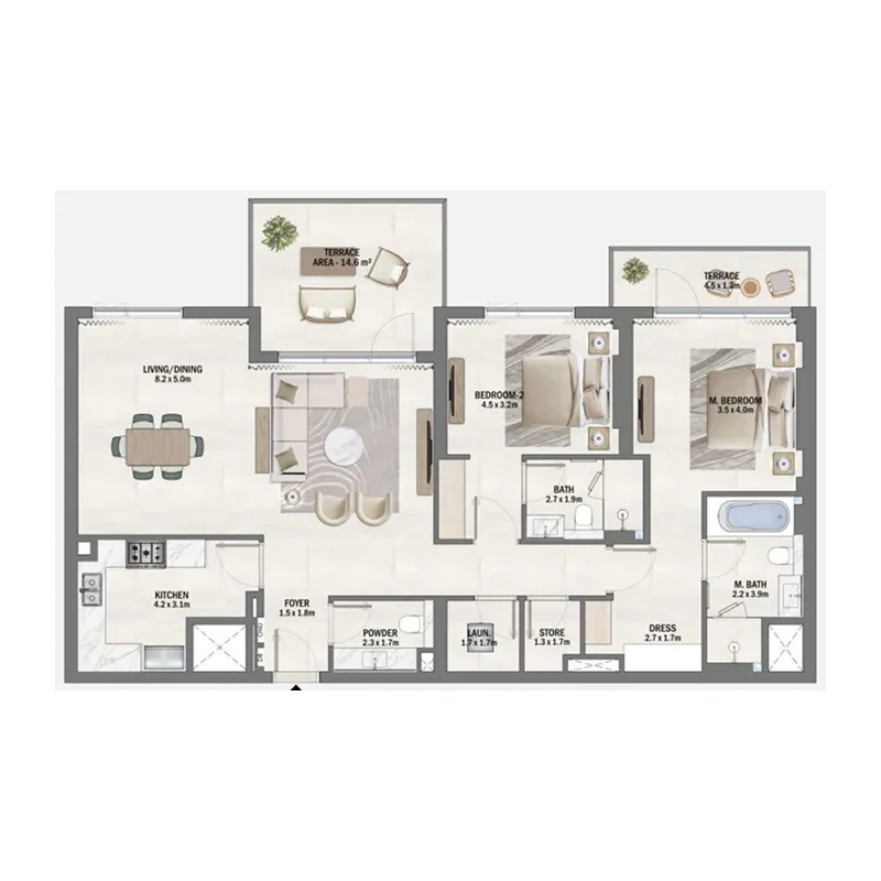 2 bedroom layout