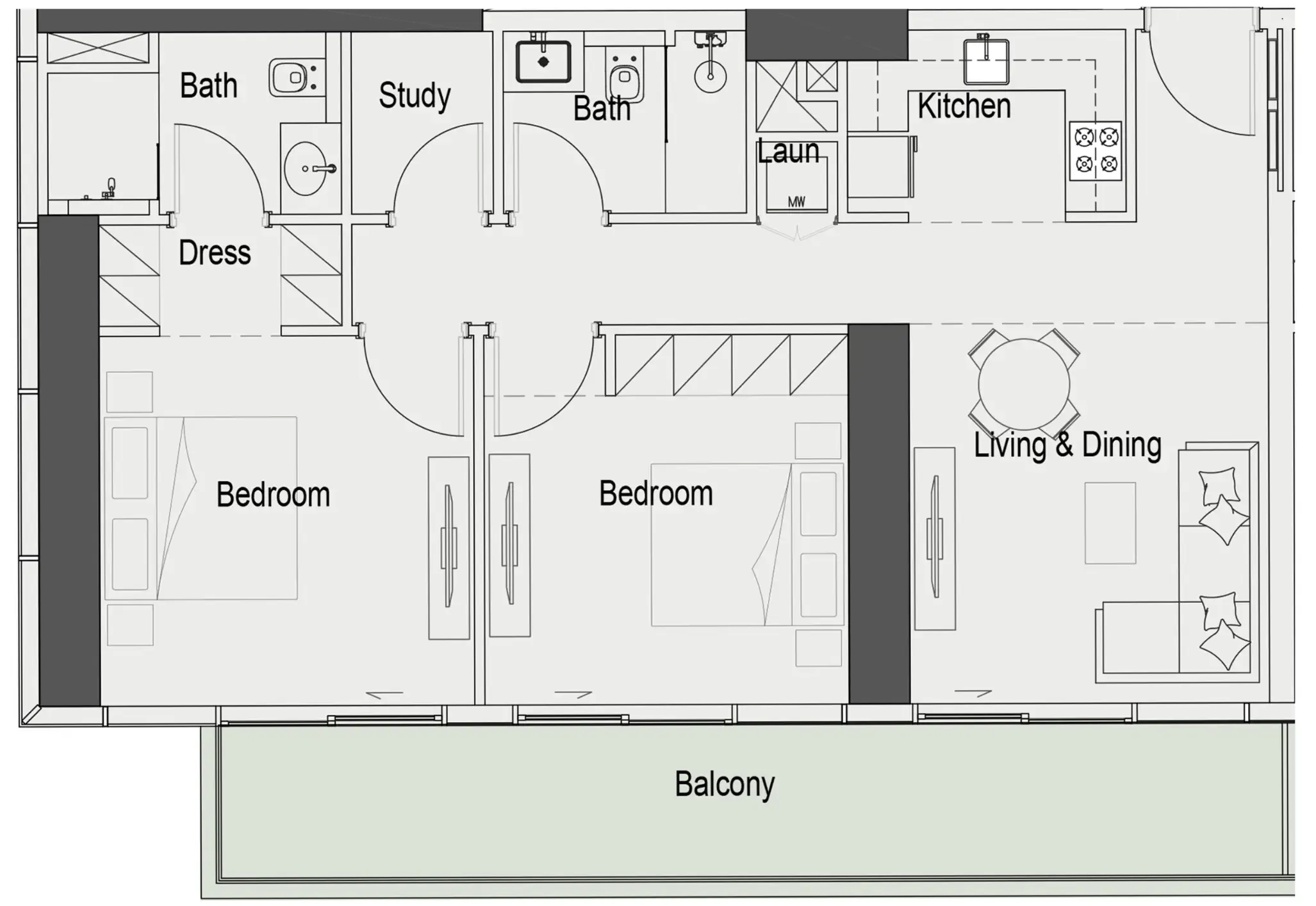 2 bedroom layout