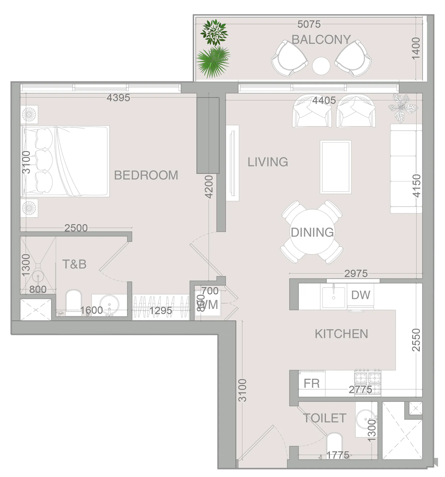 1 bedroom layout