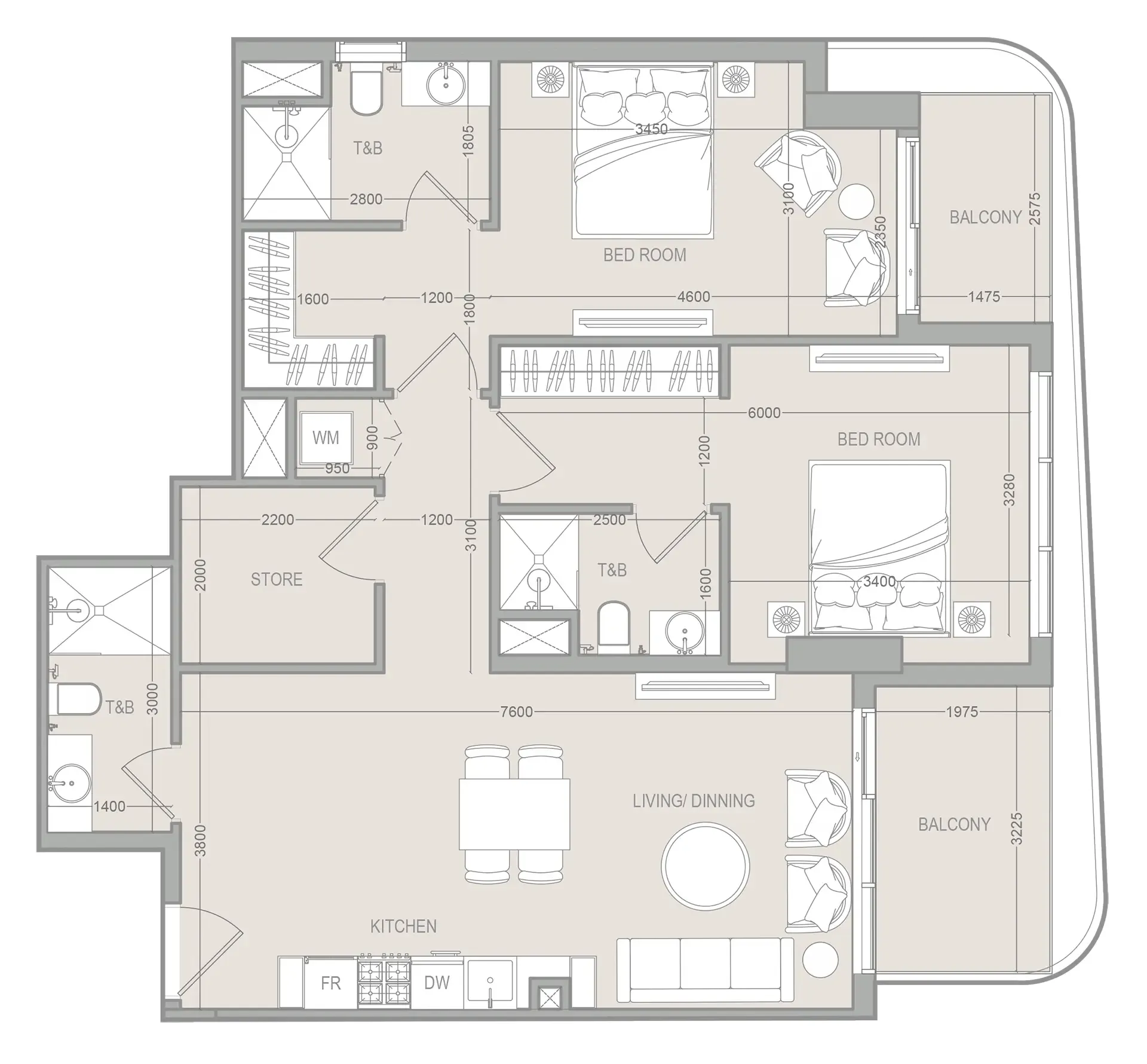 2 bedroom layout