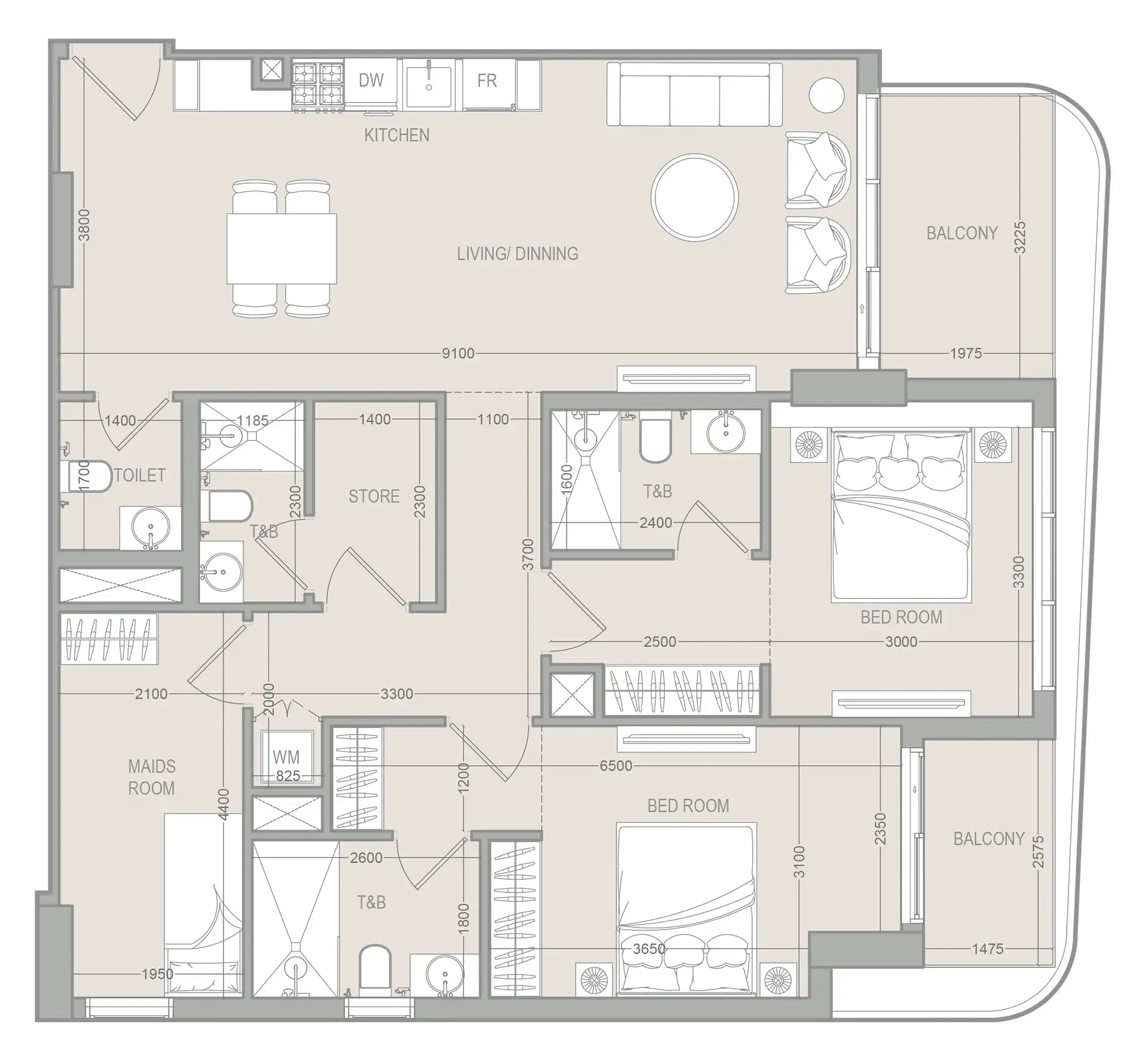 2 bedroom layout
