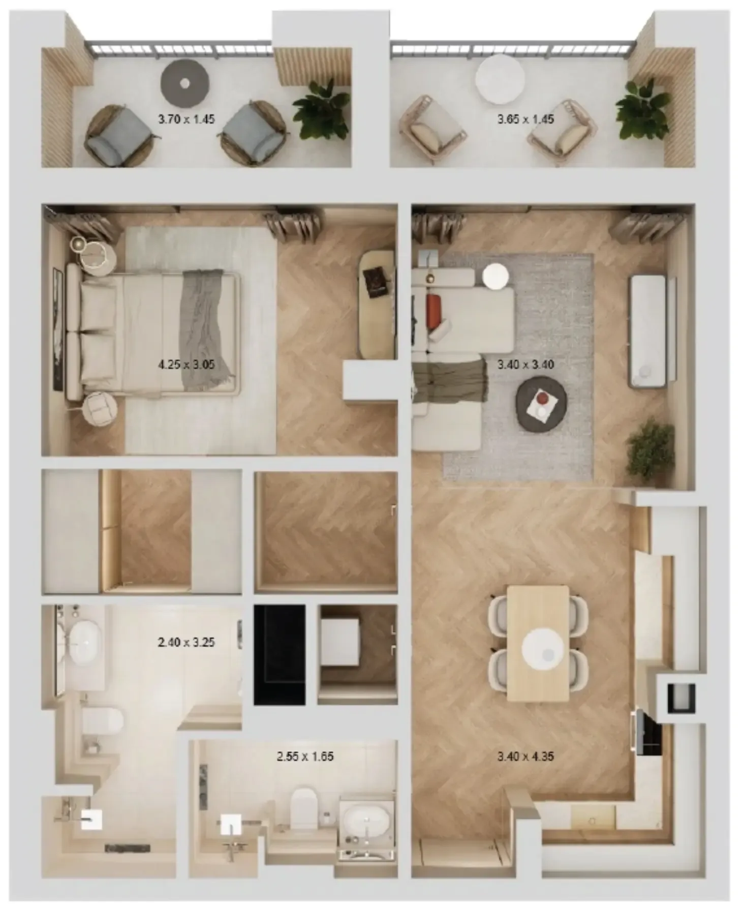 1 bedroom layout