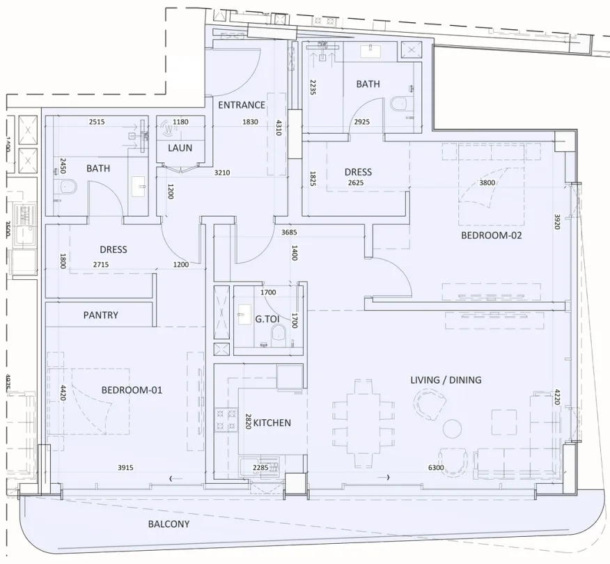 2 bedroom layout