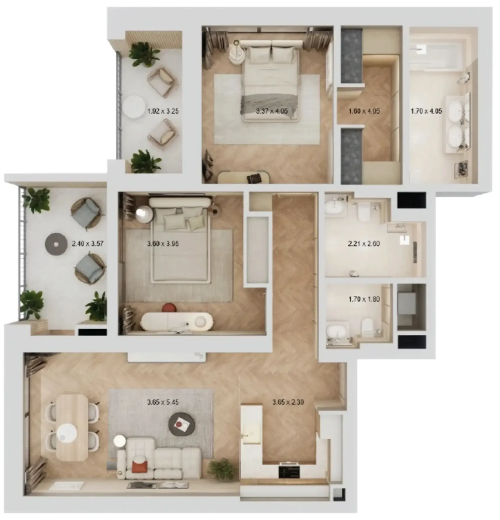 2 bedroom layout