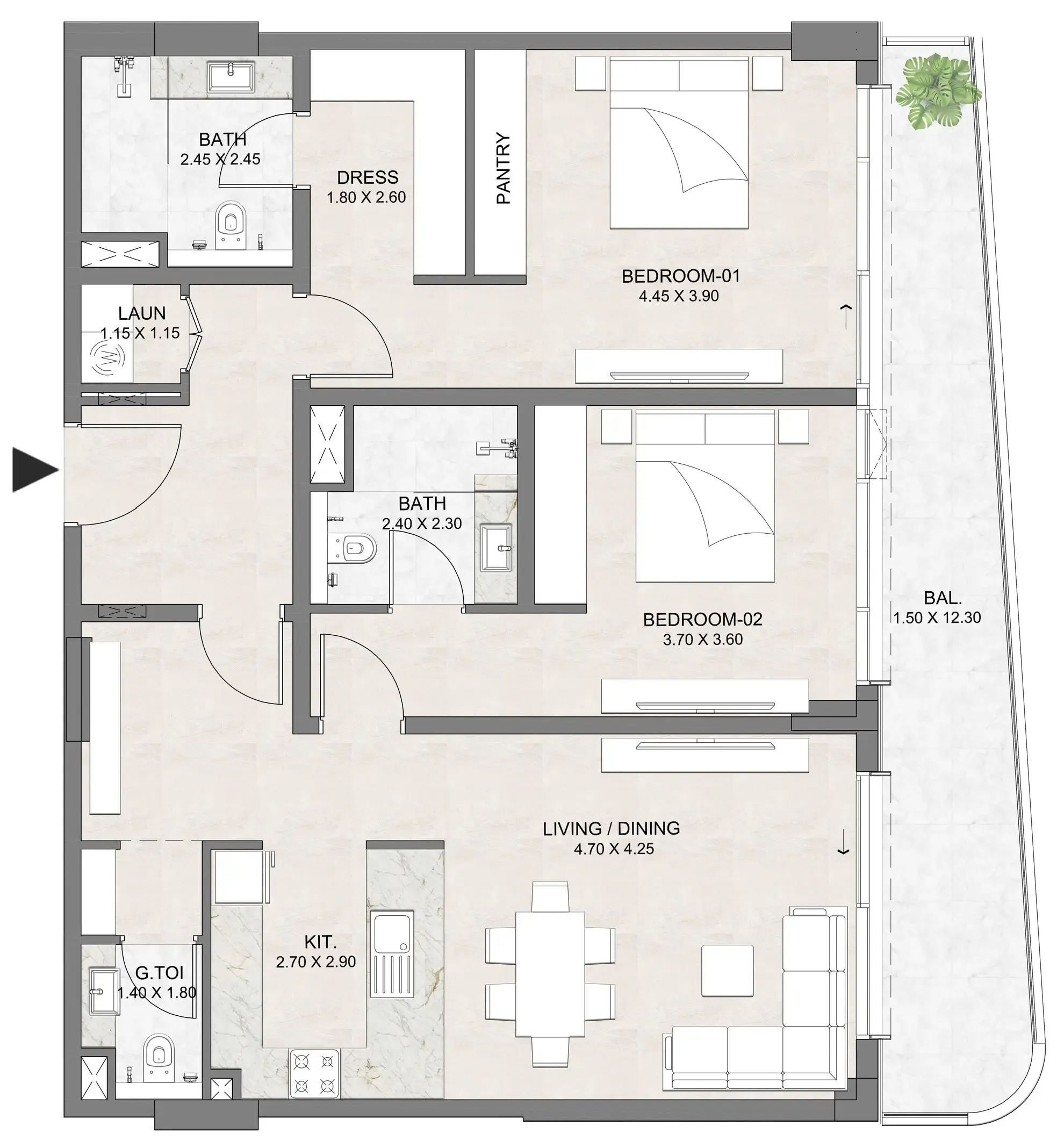 2 bedroom layout