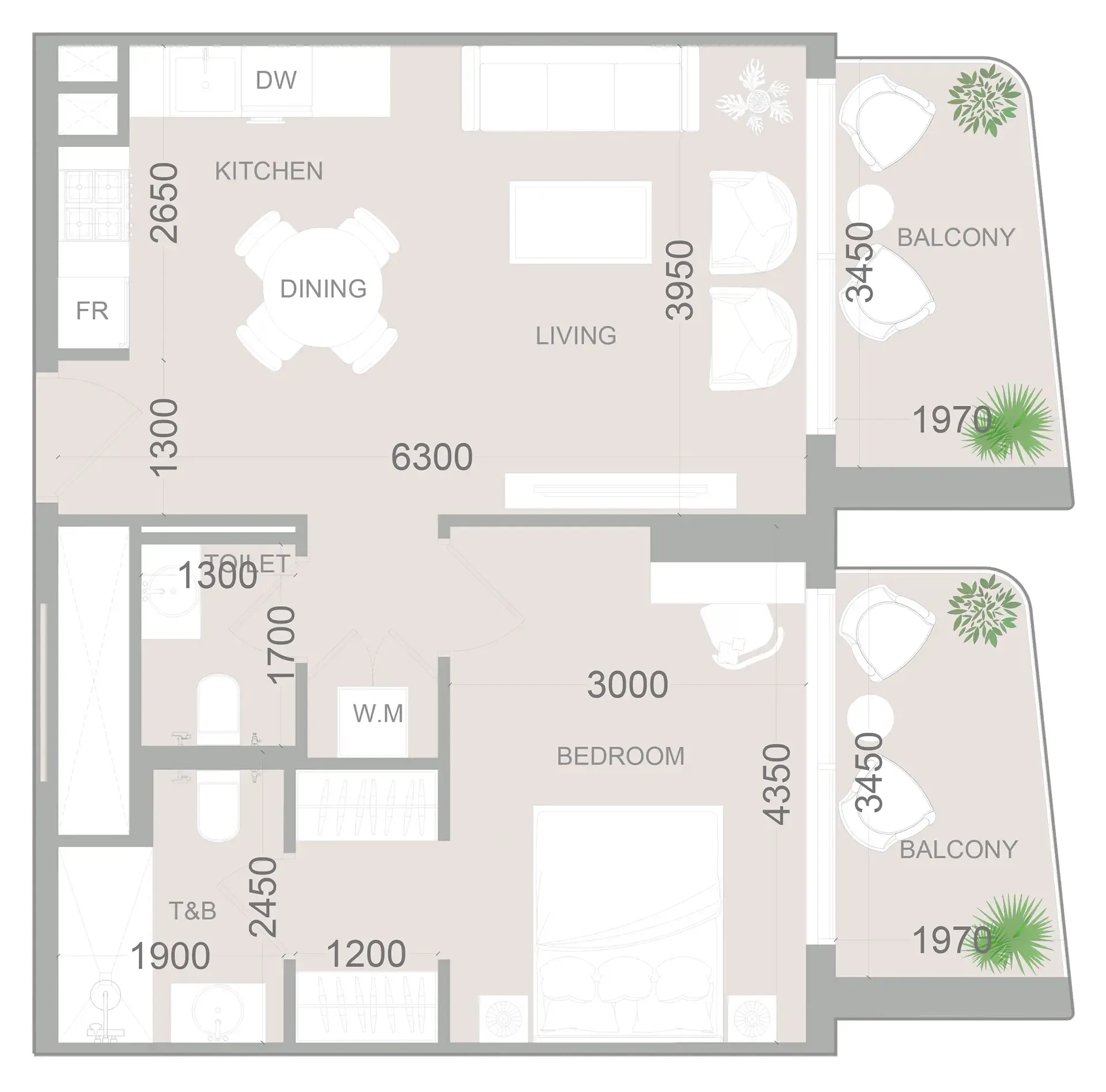1 bedroom layout