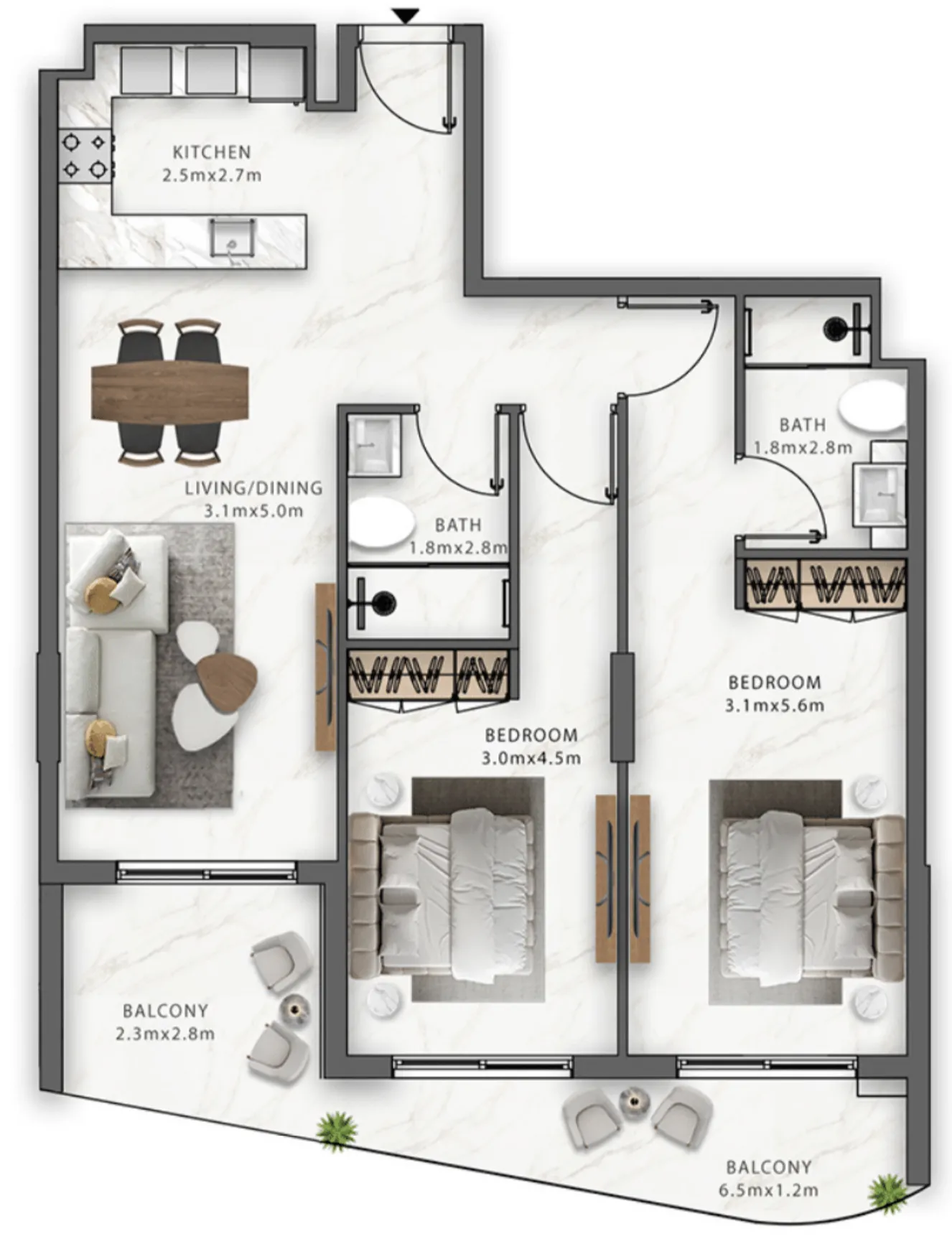 2 bedroom layout