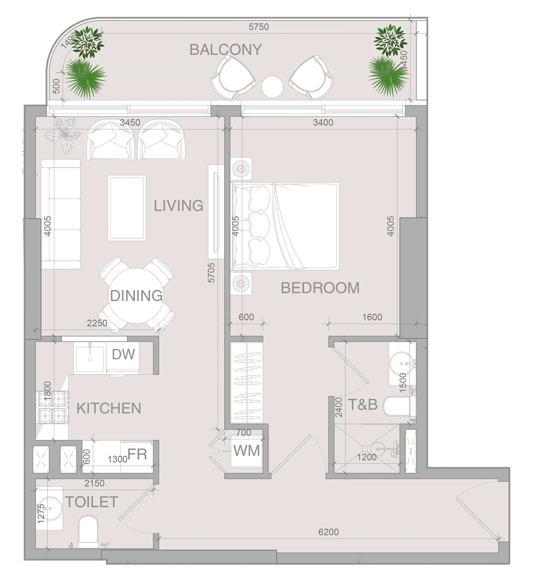 1 bedroom layout