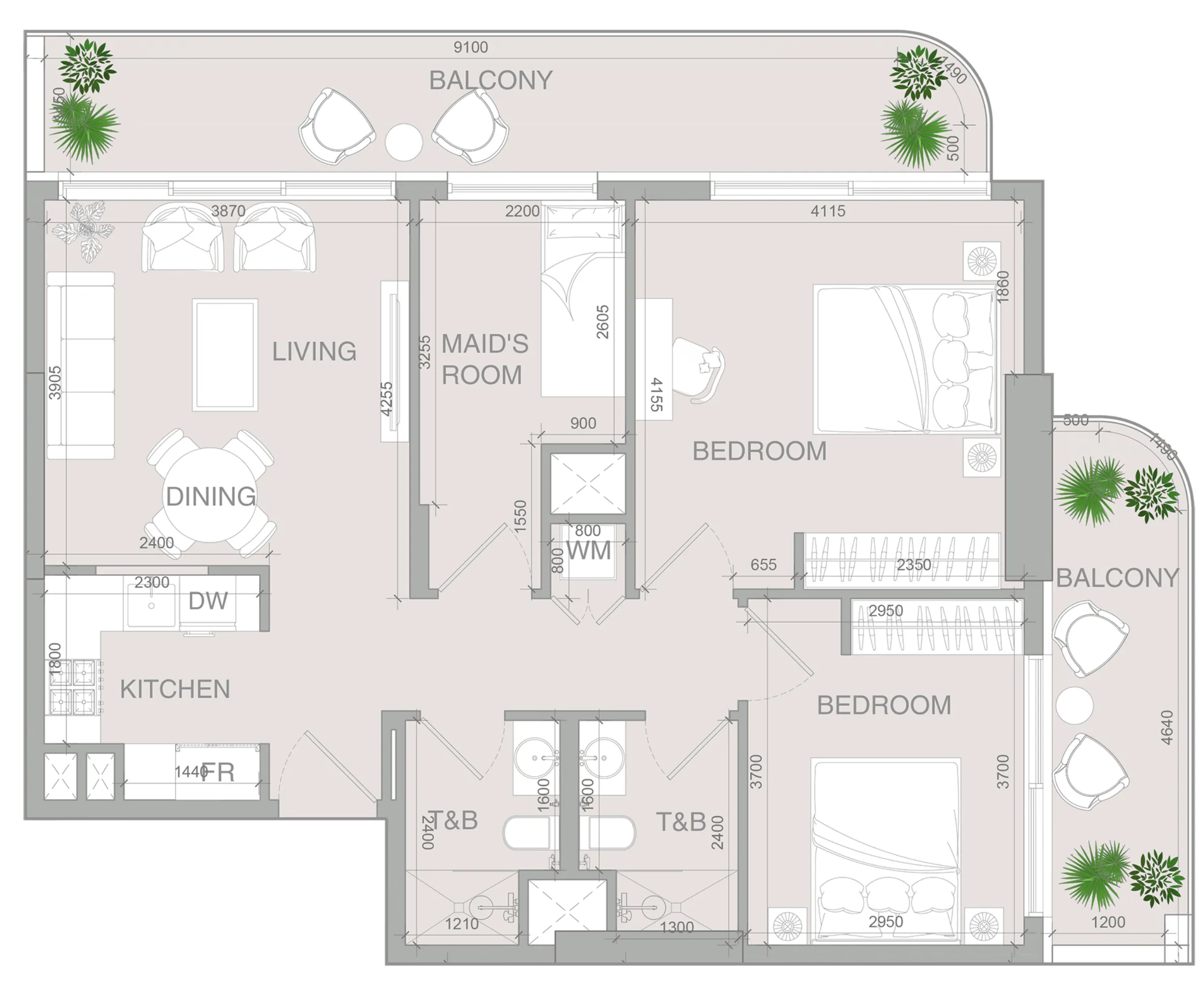 2 bedroom layout