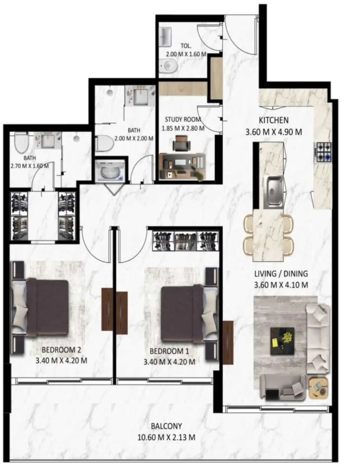 2 bedroom layout