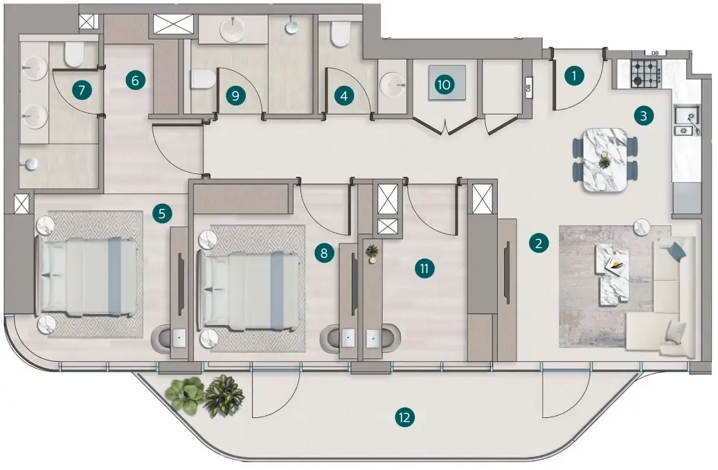 2 bedroom layout