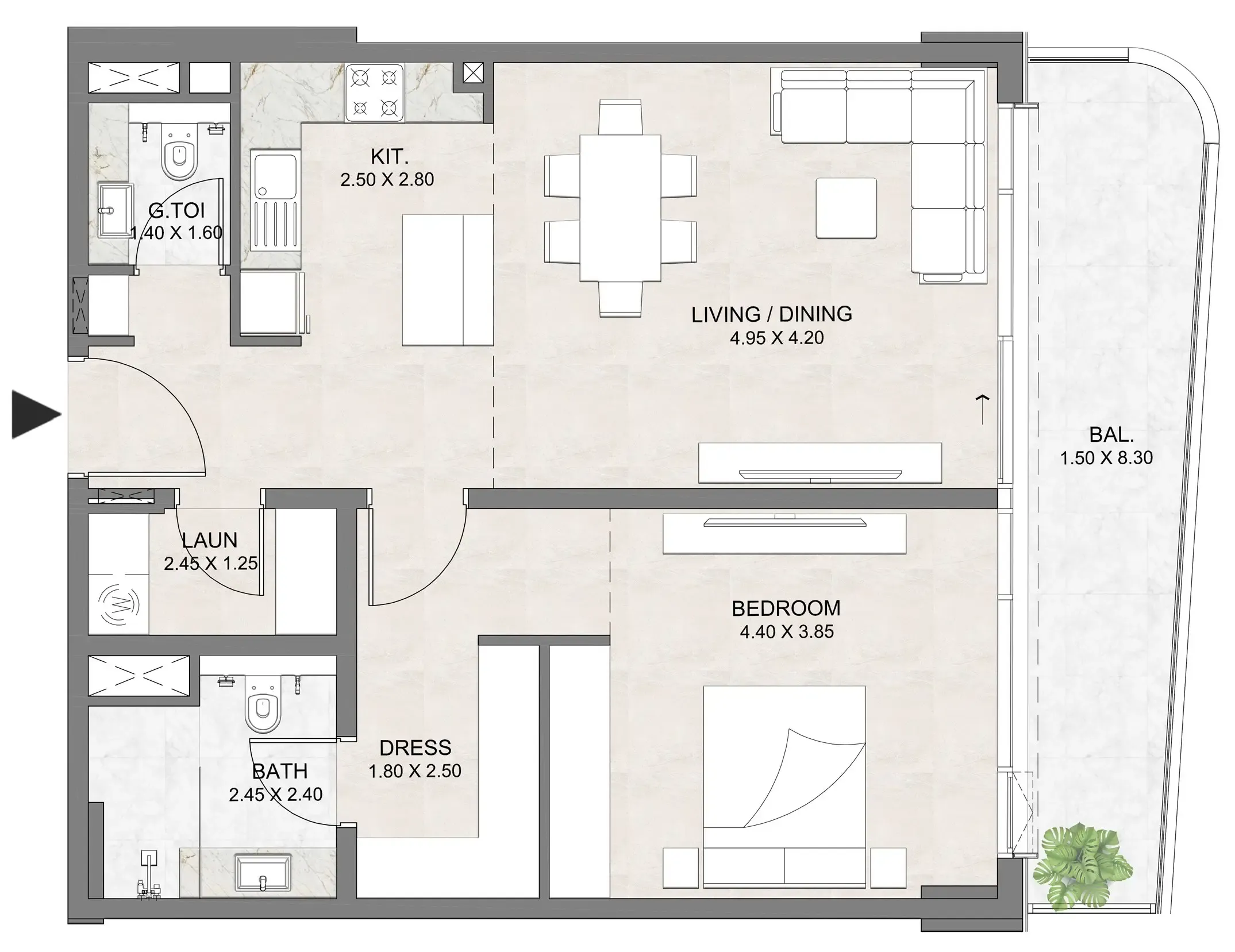 1 bedroom layout