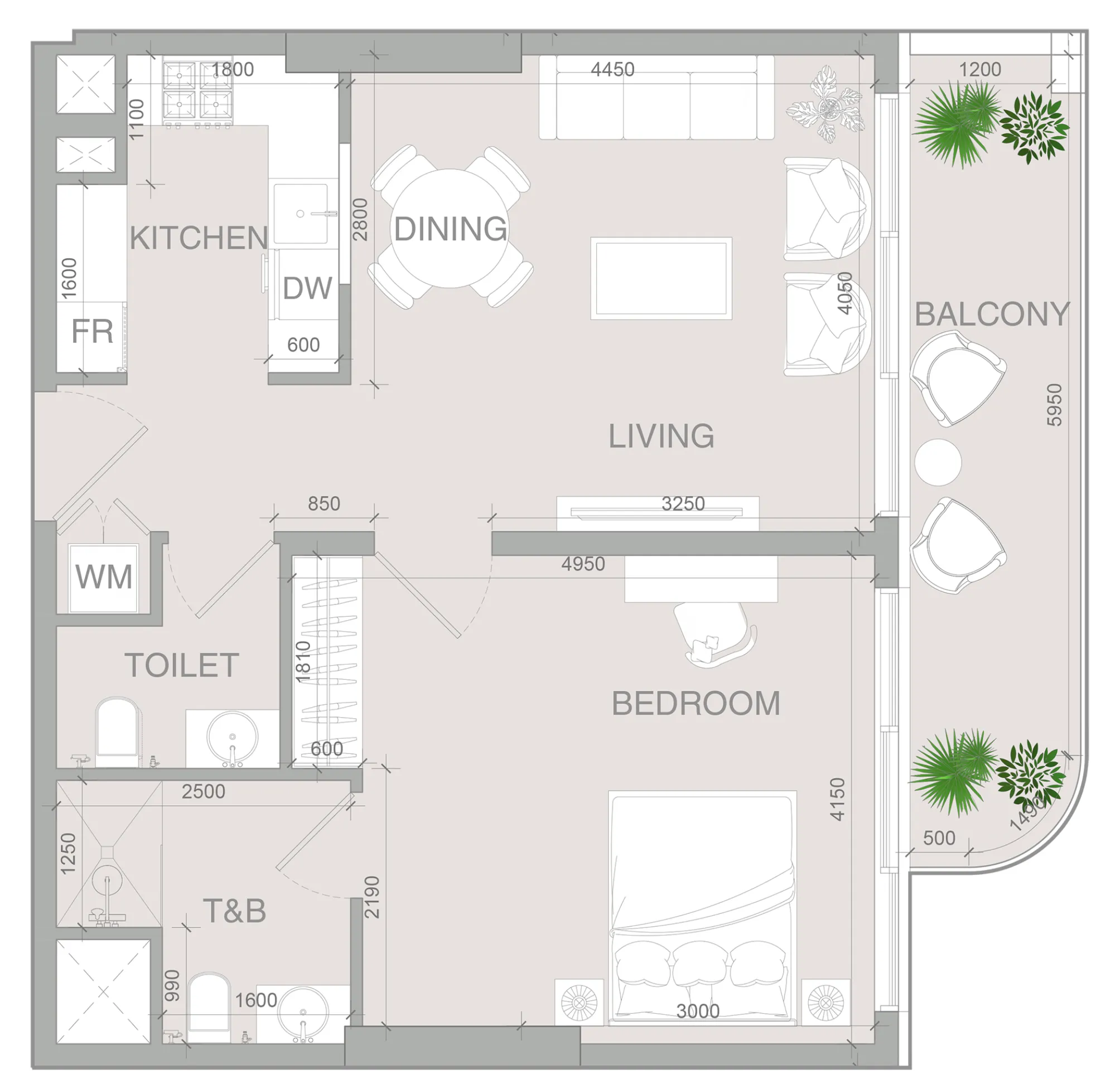 1 bedroom layout