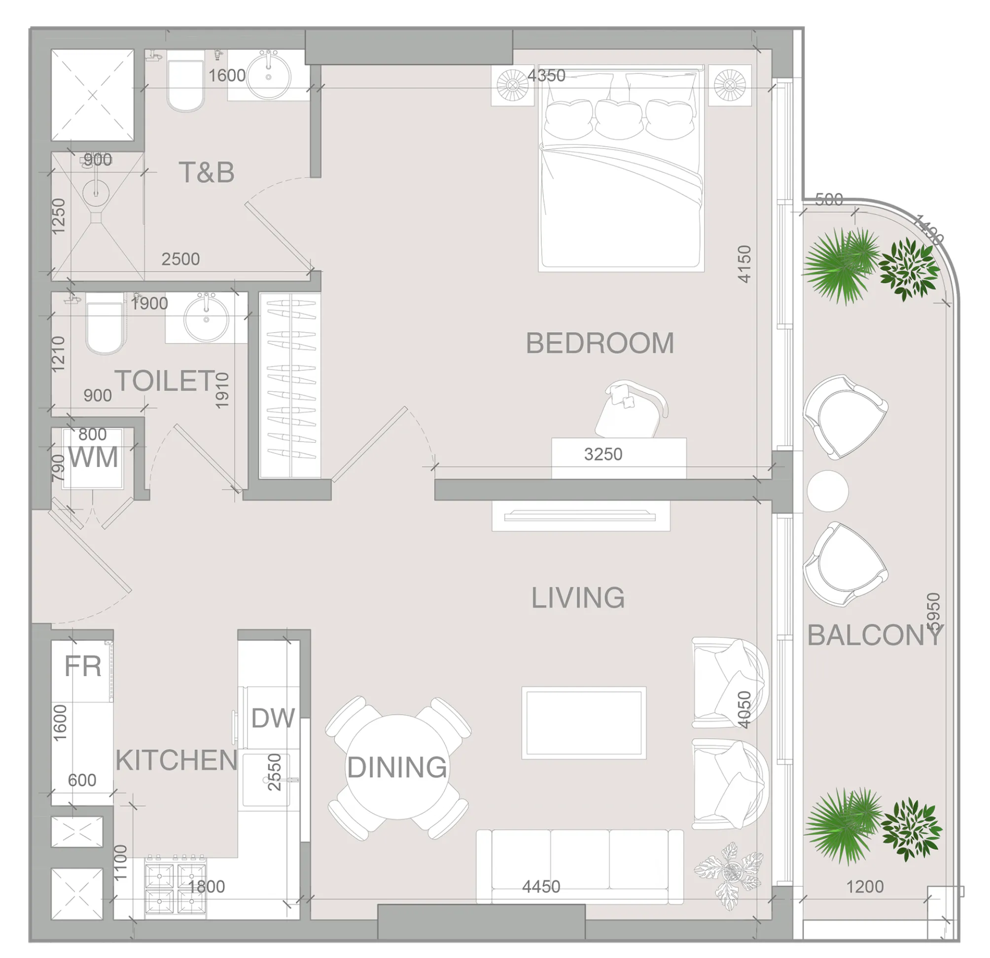 1 bedroom layout