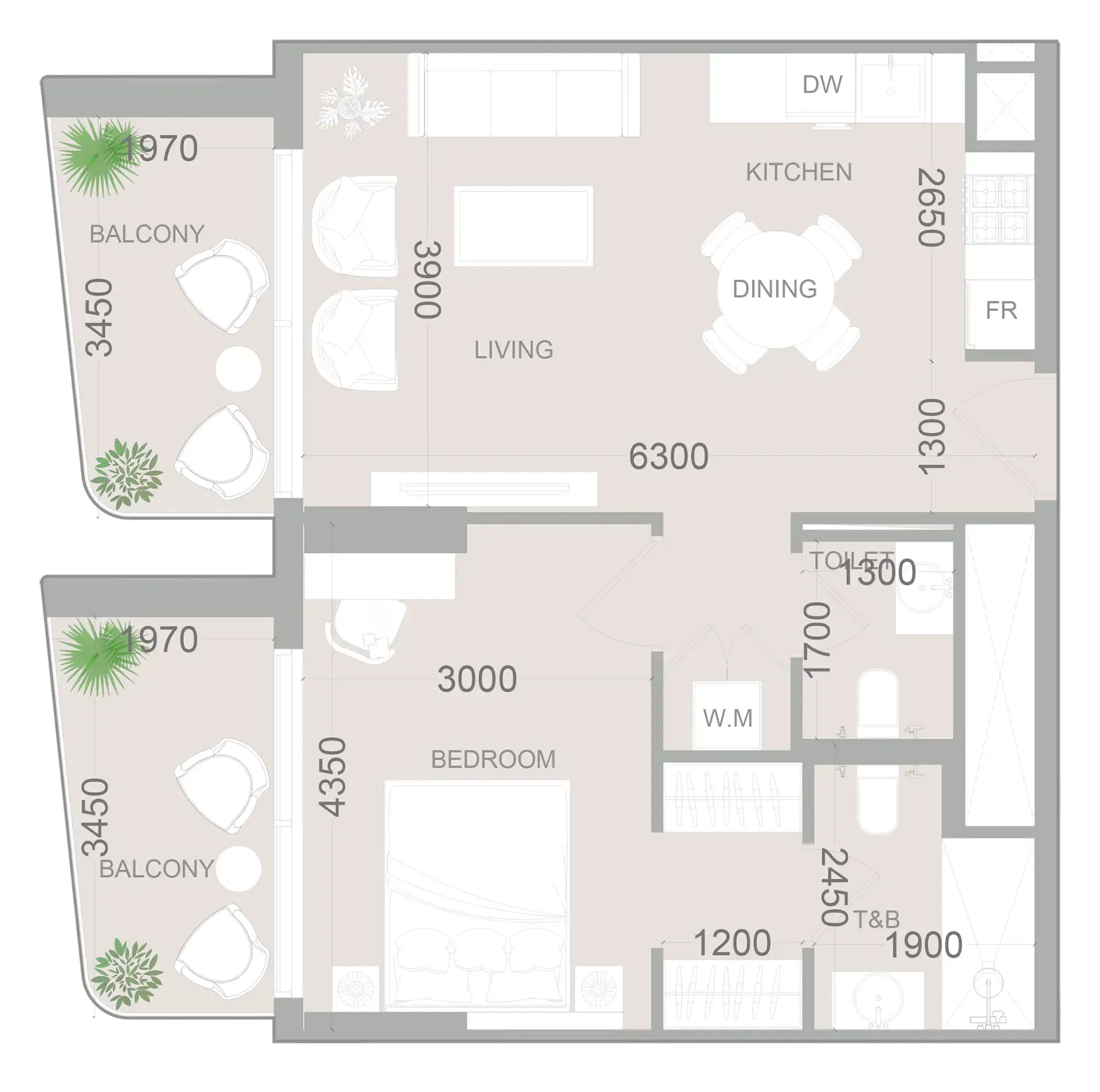 1 bedroom layout