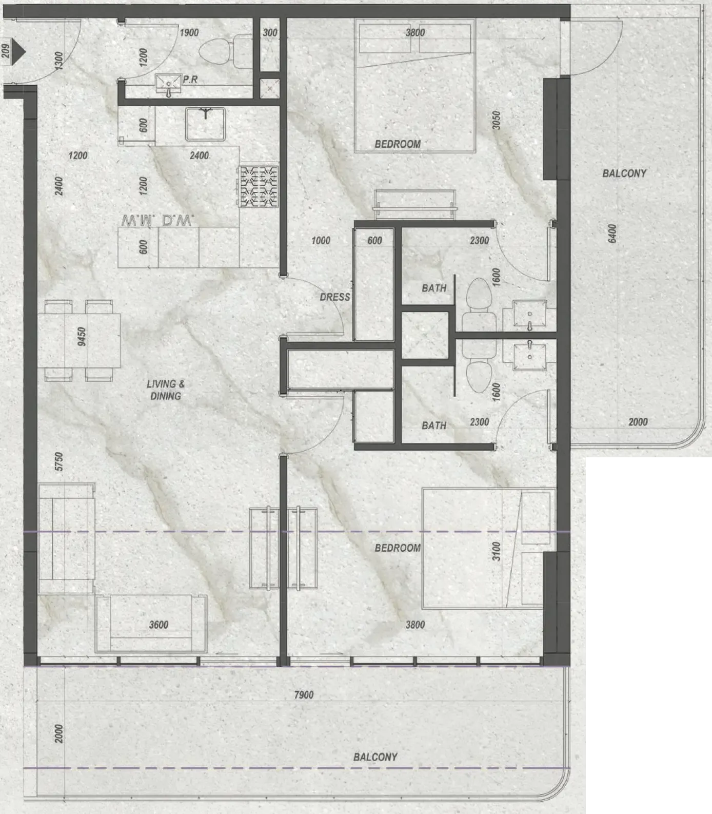 2 bedroom layout