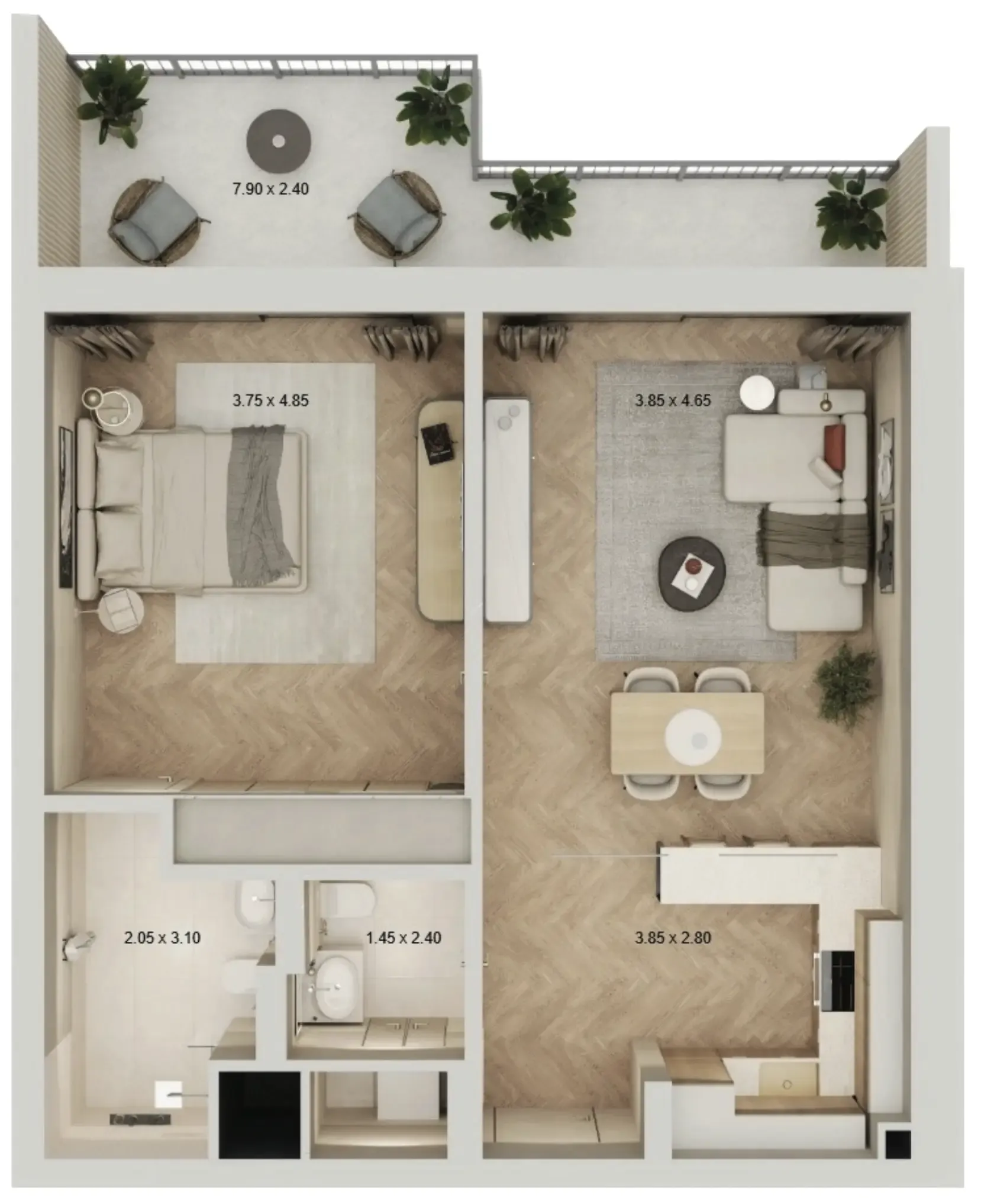 1 bedroom layout