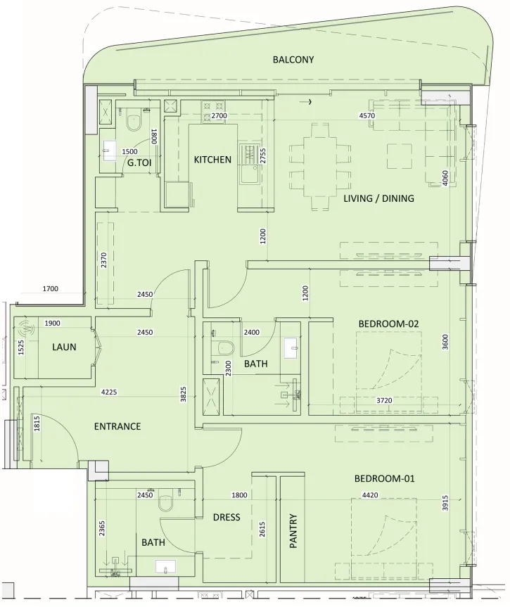 2 bedroom layout