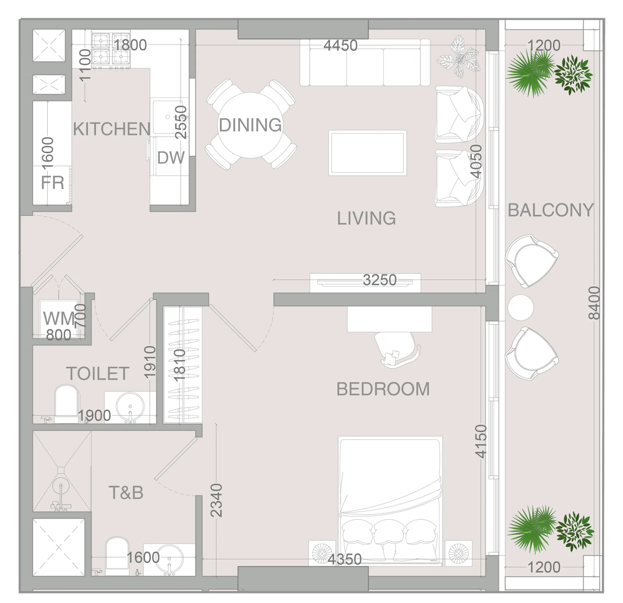 1 bedroom layout