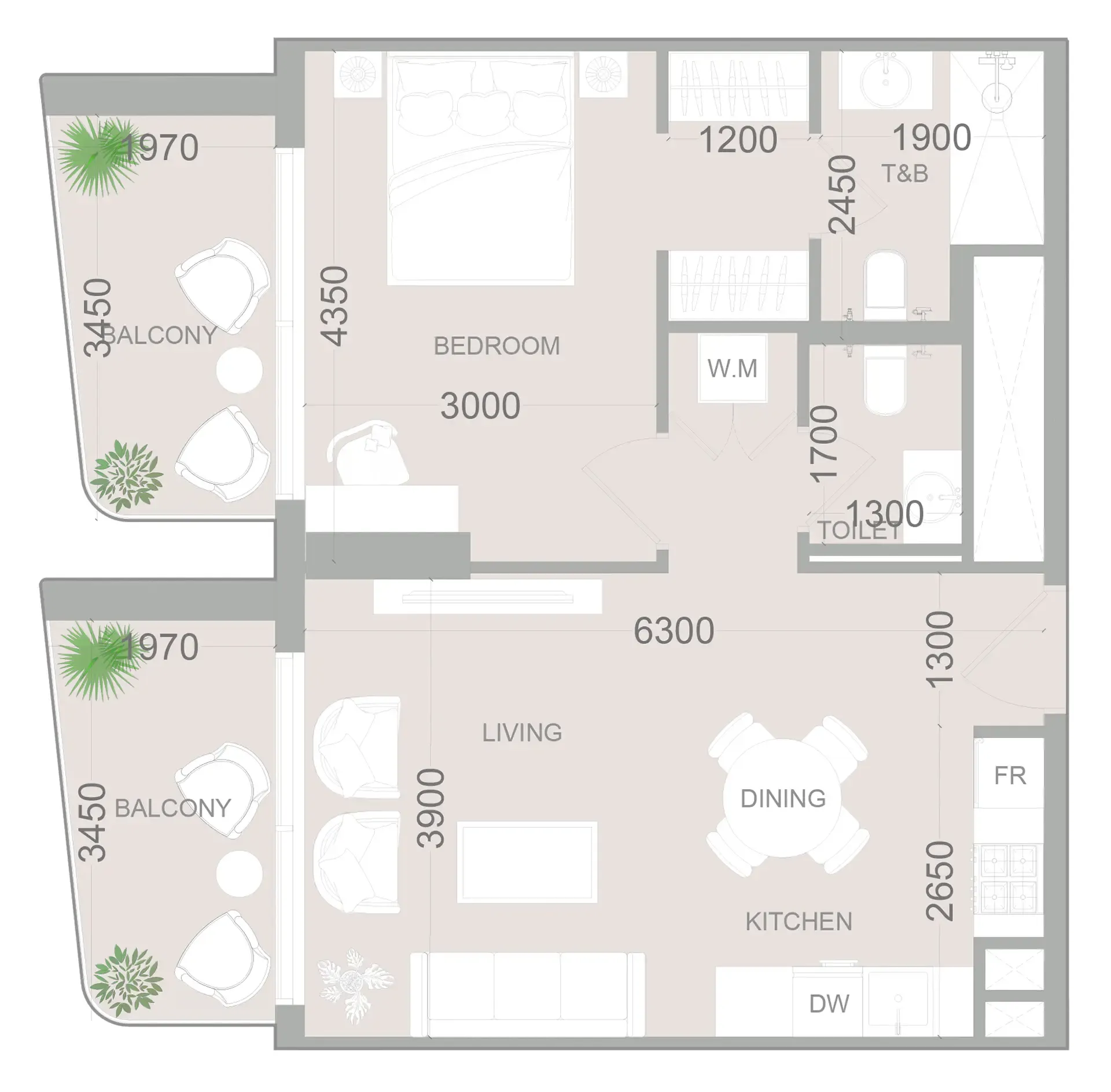 1 bedroom layout