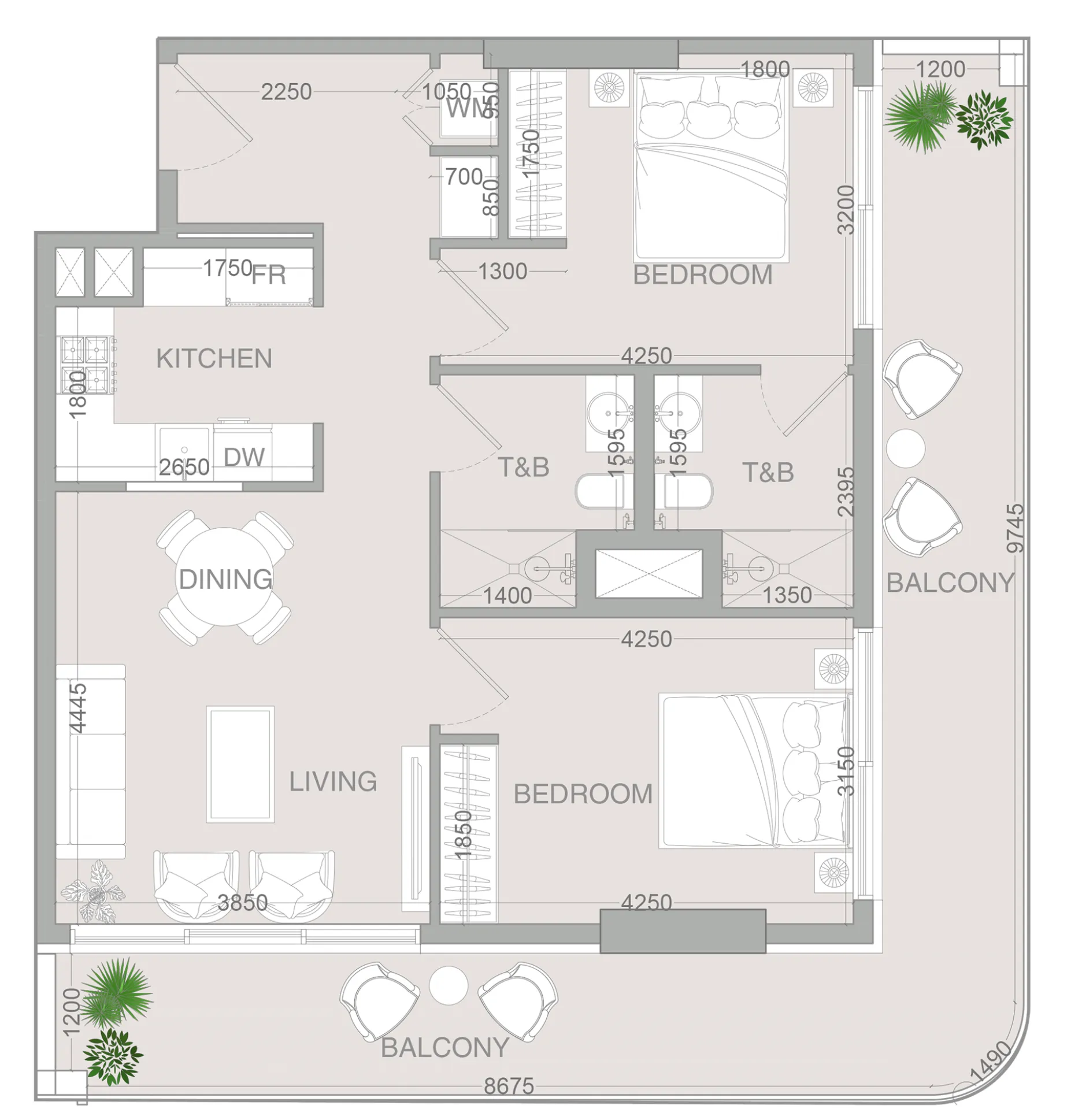 2 bedroom layout