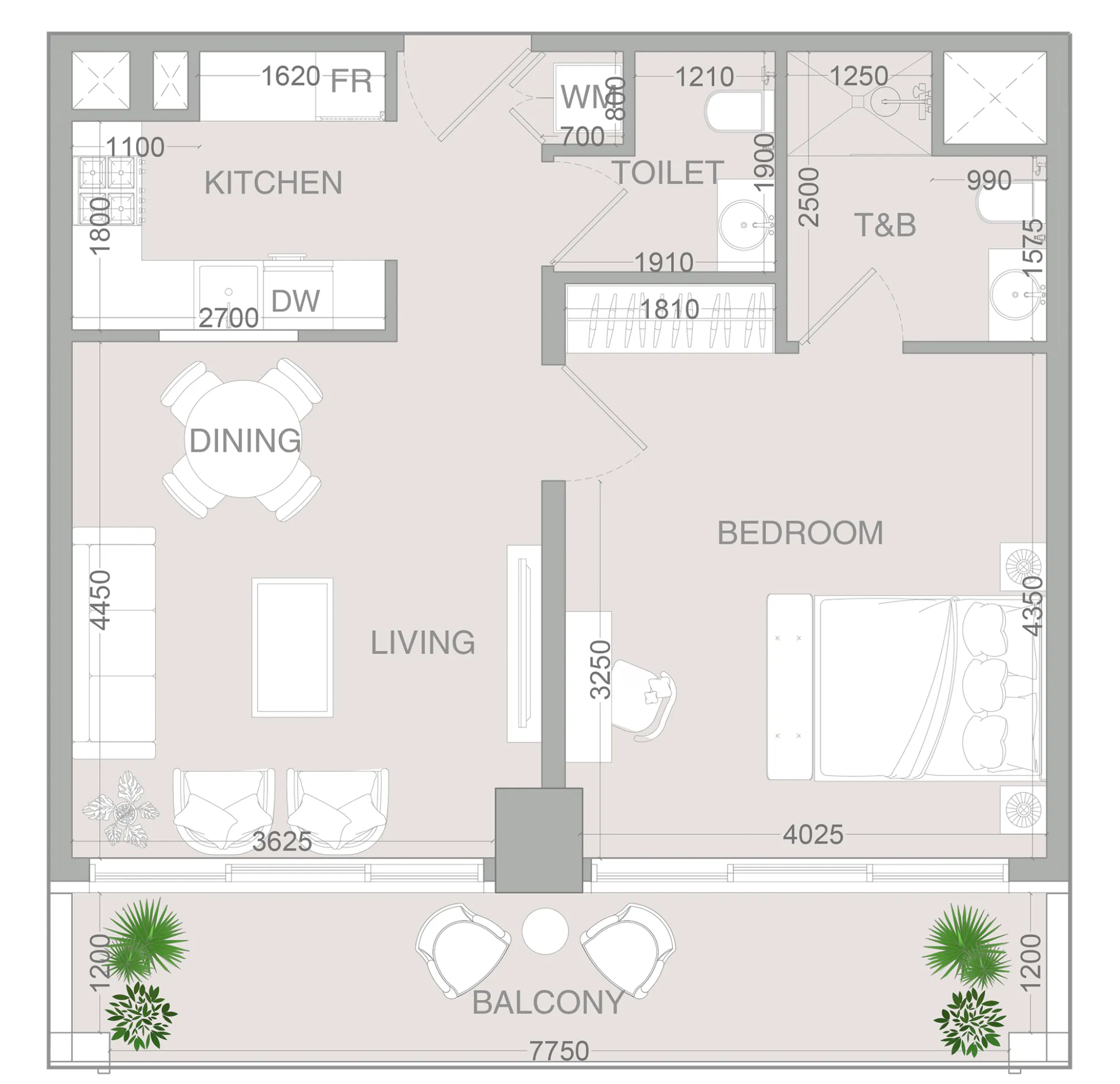 1 bedroom layout
